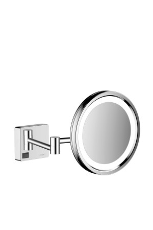 Зеркало для бритья с подсветкой, хром, Hansgrohe AddStoris 41790000, Хром, настенный, Метал