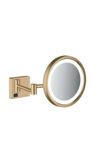Зеркало для бритья с подсветкой, матовая бронза, Hansgrohe AddStoris 41790140, Бронза матовая, настенный, Метал