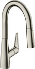 Hansgrohe Talis S, Смеситель для кухни, с выдвижным душем, 72815800, Сталь, стандартный