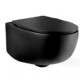 Унитаз консольный безободковый чёрный матовый с сидением, AeT Dot 2.0 S555, Черный матовый, Керамика